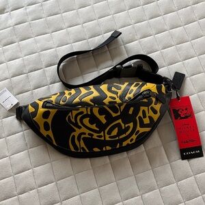 Coach x Keith Haring x Disney - Black & Yellow Mickey Mouse Fanny Pack Belt Bag